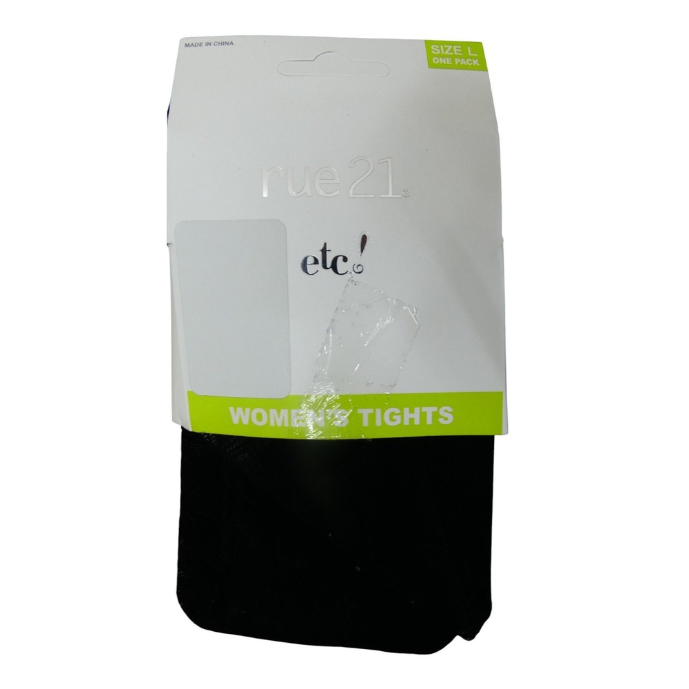 rue21 Tights Womens L Black New Patterned Diamond Knit Nylon Spandex